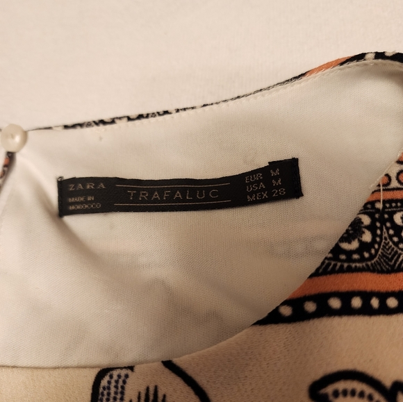 Zara Floral Handkerchief Sheeth Cap Sleeve Dress Size M - Picture 11 of 11